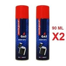 LOT DE 2 RECHARGE GAZ UNIVERSEL 90 ML POUR BRIQUET , ALLUME GAZ  5 EMBOUTS