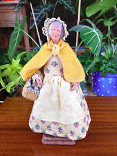 Antique Santon "Yolande France", woman with wicker and cheese basket, 25 cm