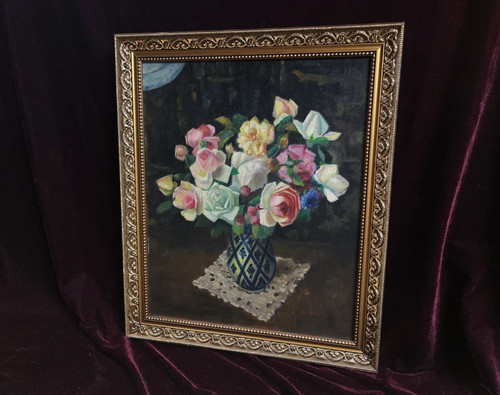 Tableau ancien huile bois - ancien,