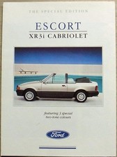 FORD ESCORT XR3i CABRIOLET Special Edition Car Sales Brochure Dec 1989 #FA946