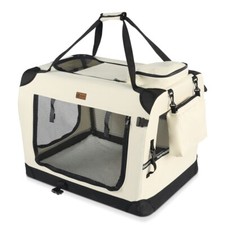 VOUNOT Sac transport pliable chien chat caisse cage portable 70x52x52cm beige
