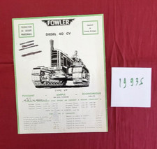 N° 19935 / MARSHALL  FOWLER  diesel 40 cv  Tracteur a chenilles / prospectus
