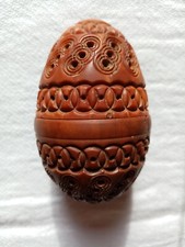 Carved corozo egg, convict work, rosary holder
