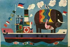 17 ⚜ Antique Ravensburger 35 Piece Giant Complete The Barge Puzzle Vintage 1975