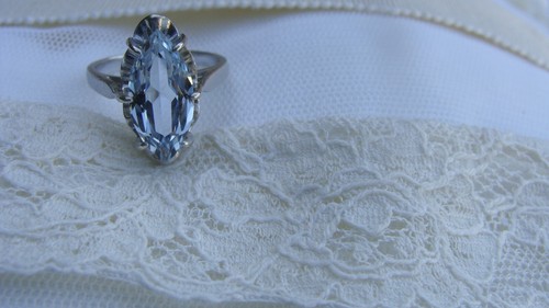 Ancienne bague marquise argent