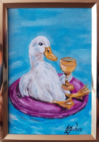 Peinture huile spa canard - peinture,