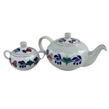 Théière et Sucrier Boch Boerenbont, Peints à la Main, Faïence Belge Vintage