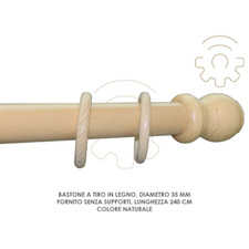 Barre Store A Tir Bois Naturel Ø 35 MM Longueur 240 CM Sans Supports