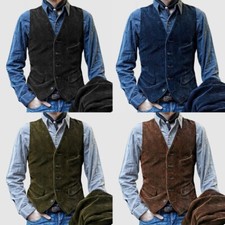 Gilet boutonn?? vintage velours c?tel?? pour homme coupe slim style britannique