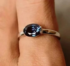 Bague de mariage pour femme en alexandrite coupe ovale de 2,85 carats en or b...