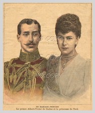 1892 : ILLUSTRATION / GRAVURE:  PRINCE ALBERT-VICTOR de GALLES PRINCESSE de TECK
