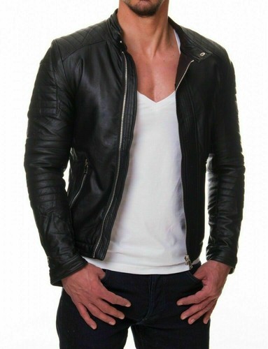 Blouson motard noir homme - , cuir