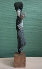 Sculpture art brut pierre bois signée Façon Marrec Notre-Dame des Menhirs France