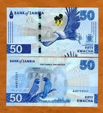 Zambia, 50 Kwacha, 2024 (2025), P-W64, UNC Parrots, complete redesigned
