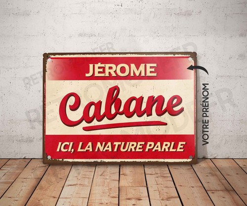 Plaque métal vintage - , cabane
