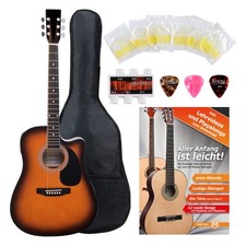 Pack Guitare Electro Acoustique 3-EQ Dreadnought Cutaway Cordes Housse Sunburst