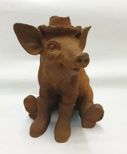  PIG GILLES LE GARDENER CAST IRON PATINA RUST DECO HOUSE & GARDEN