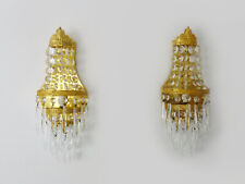 Pair of Vintage 3 Tier Balloon Wall Sconces with Glass Tassels.