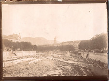 France, Nice, laundry drying on the shore, vintage citrate print, ca.1890 print 