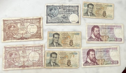 Lot billets francs - , belges