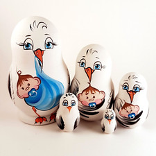 Russian Doll - Stork with Baby