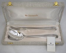 Christofle América 2 Piece Serving/Stew Cutlery, Silver Metal, Near New