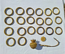 Lot of 20 Antique Hollow Brass Curtain Rings Chiseled Decor 7cm + Accessory