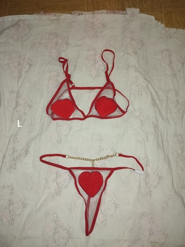 Ensemble lingerie coeurs rouge - lingerie,