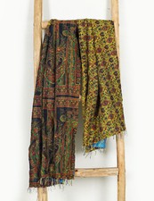 Écharpe Kantha En Soie 100% Réversible Foulard Tête Bandana Quilté À La Main