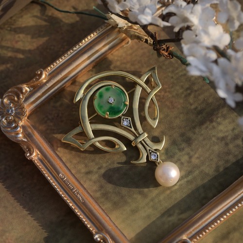 Collier pendentif broche - collier, doré