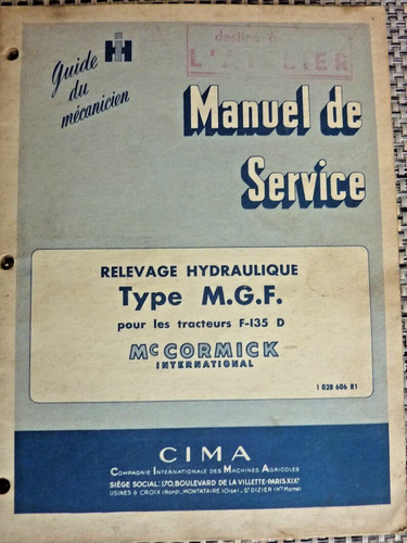 Manuel service cormick - manuel, de
