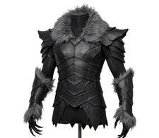 Black Leather Medieval Fur Armor Pure Cowhide Knight Armor Cosplay Halloween