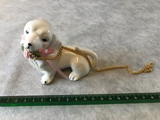 ANCIEN CHIEN FLEURS CERAMIQUE