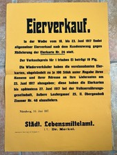 Rare Original 1917 Egg Sale Poster - Germany WW1 Rationing Nuremberg