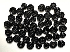 Lot of 49 Antique 14-19mm Buttons - Black Briare Glass Different Models