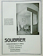 PUBLICITÉ DE PRESSE 1931 MEUBLES SOUBRIER ANCIEN ET CONTEMPORAIN
