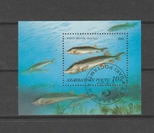 BLOC faune nature vie marine  POISSONS  ESTURGEONS  AZERBAYCAN oblitéré