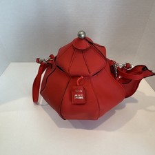 Unique Vintage PYLONES RED Teapot Bag Purse ~ EXTREMELY RARE French Novelty