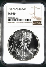 $1 1987 - American Eagle  - NGC MS69