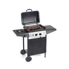 Barbecue Double A Pierre de Lave Avec 3 Brûleur À Gaz LPG Avec Fourneau Latérale