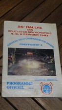 RALLYE AUTOMOBILE BOUCLES SPA MONOPOLE 1983 PROGRAMME KANKKUNEN DELECOURT DUEZ