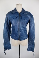 GUESS JEANS LEATHER JACKET WOMEN Size S LEATHER VINTAGE WOMAN JACKET CASUAL COTTON