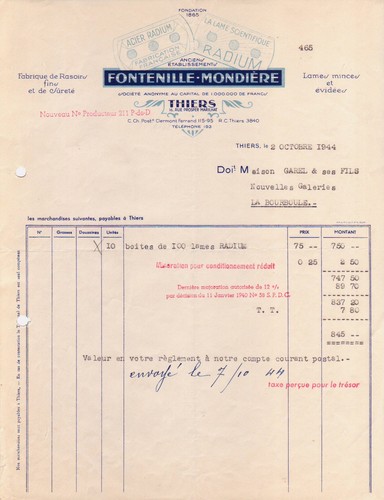 Thiers facture fontenille - -,