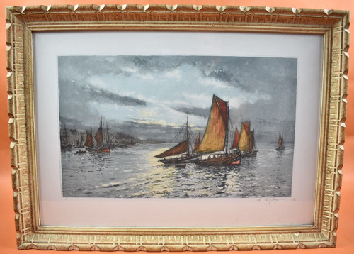Gravure xxème marine - gravure,