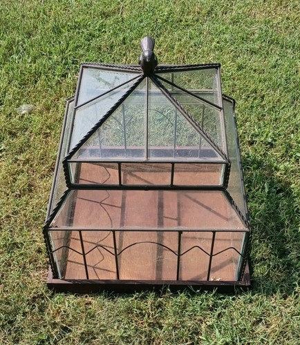 Large antique metal glass - antique,