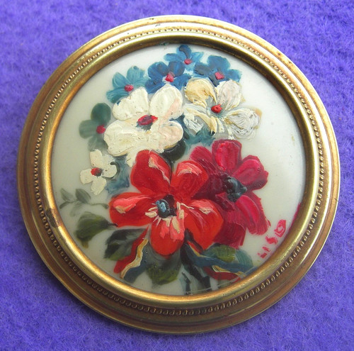 Vers 1940 broche fleurie - vers, :