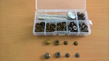 Bouton pression metal 15 pcs noir charcoal + 15 pcs bronzé 12 mm + outil 4 pcs