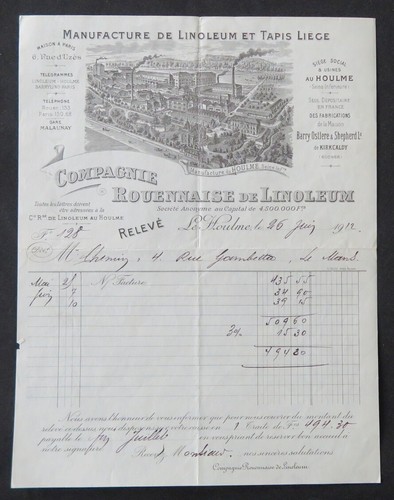 Facture 1912 houlme - le,