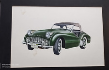 Vintage Painting Triumph TR3A Michigan Plates Illustration Art Car Detroit