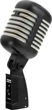 Microphone Dynamique Vintage Retro Micro Elvis Rockabilly Vocal Studio Noir